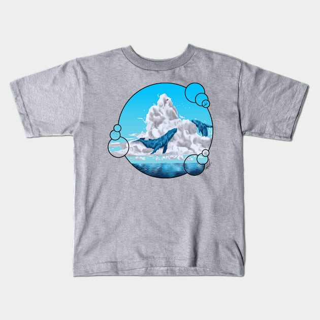 Ballenas en el cielo - Whales in the sky Kids T-Shirt by Juan Pico